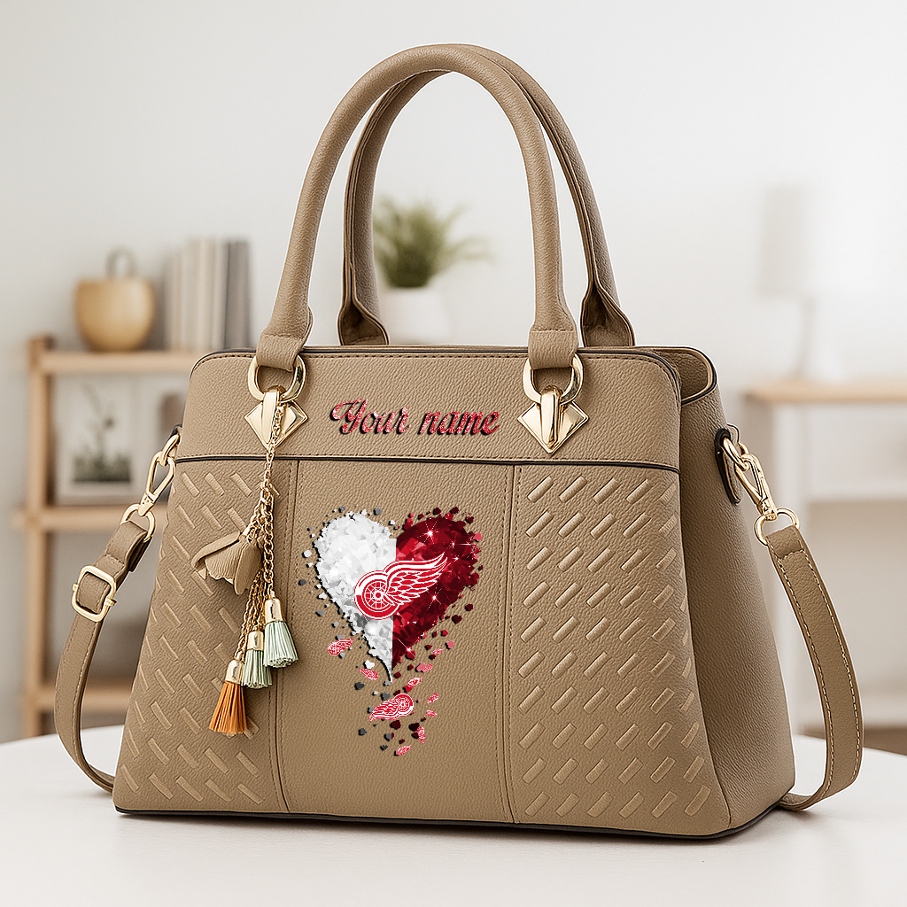LIMITED EDITION - NEW CUSTOMIZED NHL22 DRW DETROIT RED WINGS ZIP HANDBAG MULTICOLOR