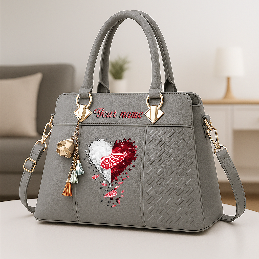 LIMITED EDITION - NEW CUSTOMIZED NHL22 DRW DETROIT RED WINGS ZIP HANDBAG MULTICOLOR