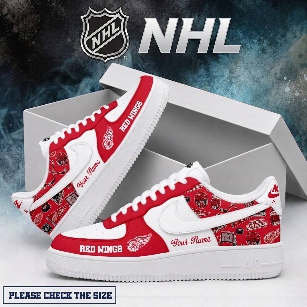 LIMITED EDITION - NEW CUSTOMIZED NHL22 DRW DETROIT RED WINGS AF1 SHOES