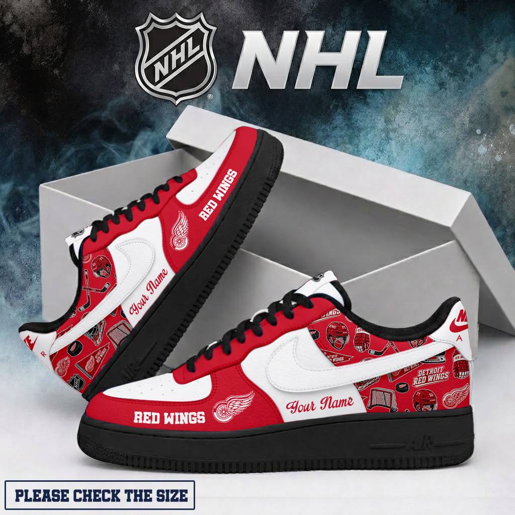 LIMITED EDITION - NEW CUSTOMIZED NHL22 DRW DETROIT RED WINGS AF1 SHOES