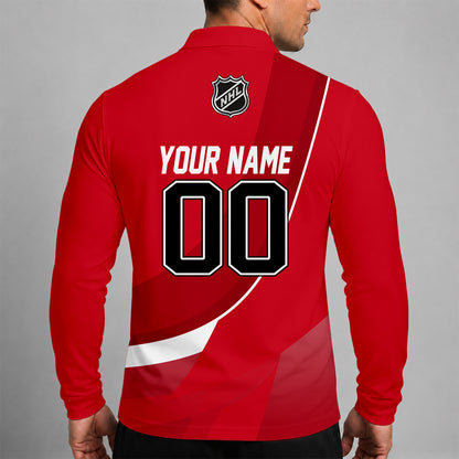[SUPER SALE] NEW CUSTOMIZED NHL22 DRW DETROIT RED WINGS MEN LONG SLEEVE POLO