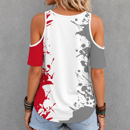 [SUPER SALE] NEW CUSTOMIZED NHL22 DRW DETROIT RED WINGS CRISS CROSS V-NECK TOP