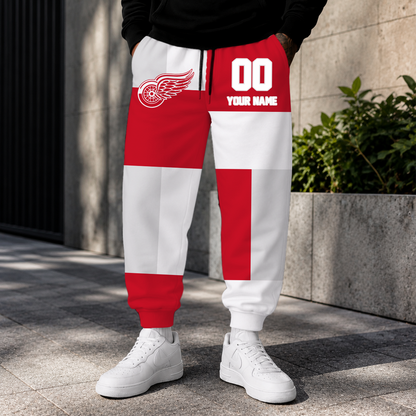 LIMITED EDITION - NEW CUSTOMIZED NHL22 DRW DETROIT RED WINGS SWEATPANTS