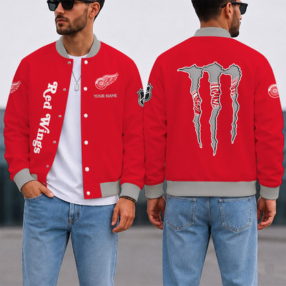 EXCLUSIVE EDITION - NEW CUSTOMIZED NHL22 DRW DETROIT RED WINGS SATIN VARSITY JACKET & BASEBALL JACKET
