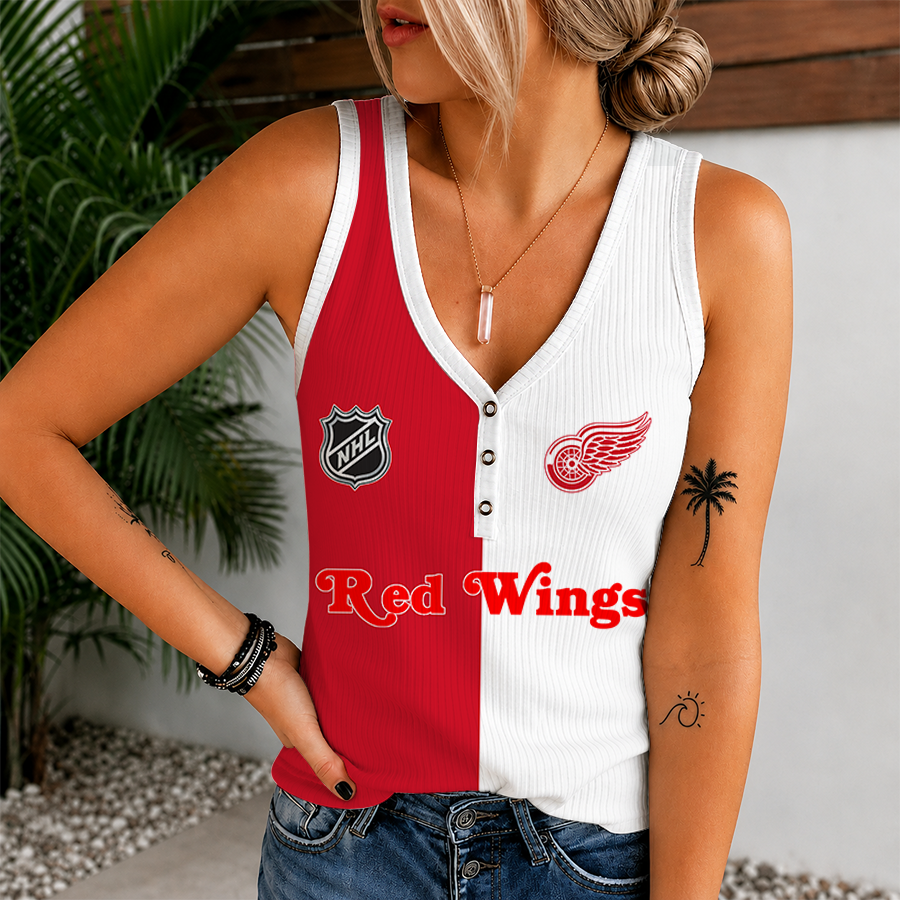 [SUPER SALE] NEW CUSTOMIZED NHL22 DRW DETROIT RED WINGS WOMEN'S V-NECK TANK TOP