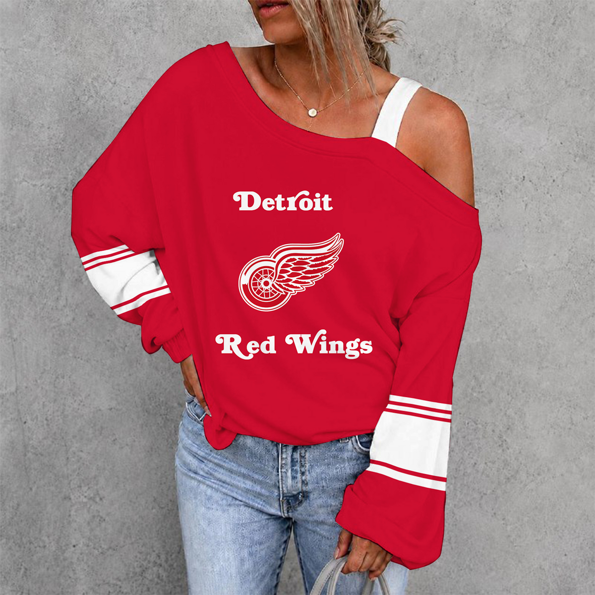 [SUPER SALE] NEW CUSTOMIZED NHL22 DRW DETROIT RED WINGS DROP SHOULDER SWEATSHIRT