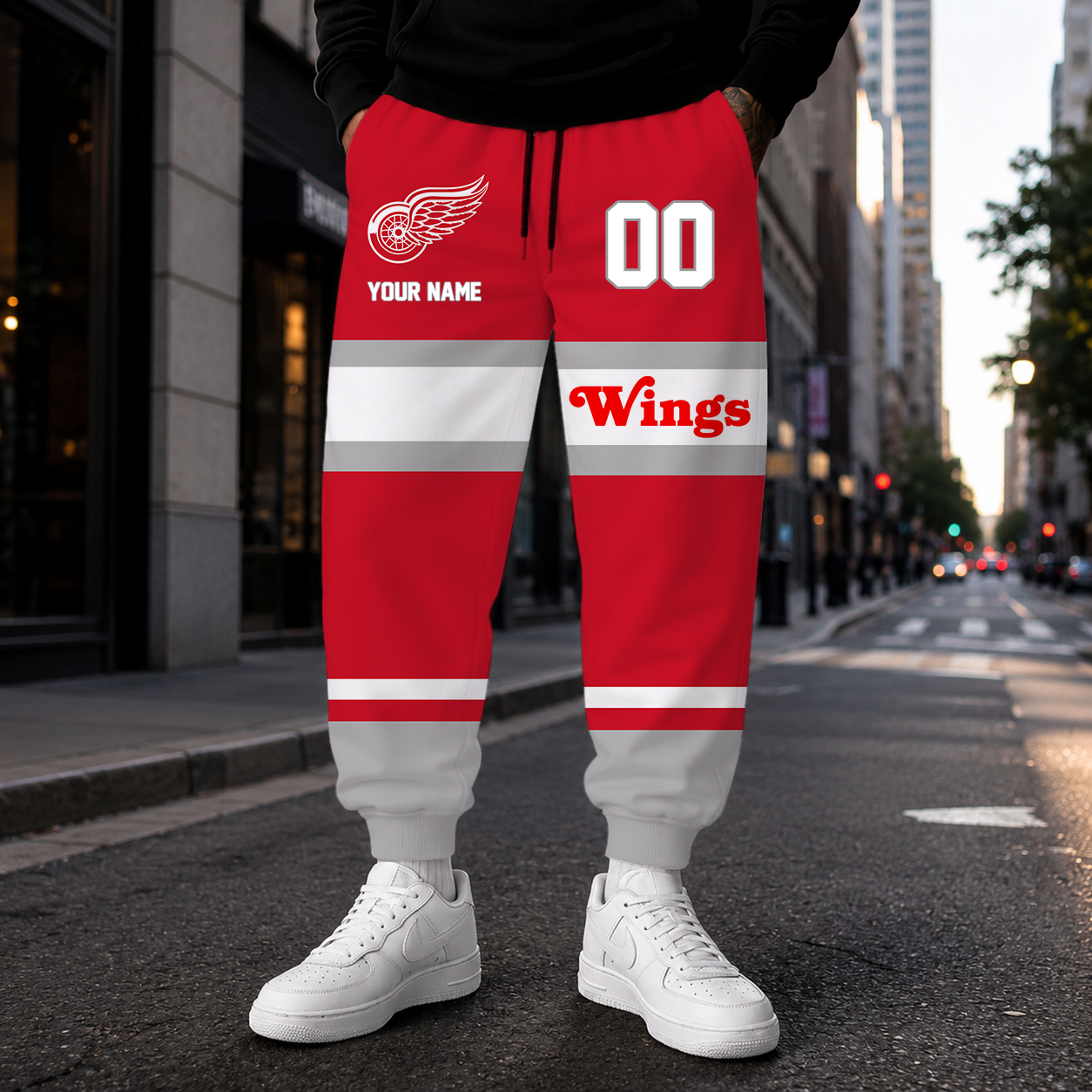 VIRAL EDITION - NEW CUSTOMIZED NHL22 DRW DETROIT RED WINGS SWEATPANTS