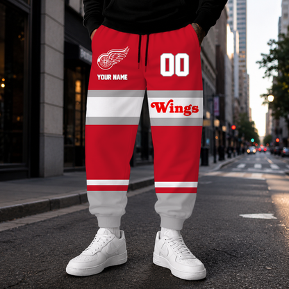 VIRAL EDITION - NEW CUSTOMIZED NHL22 DRW DETROIT RED WINGS SWEATPANTS