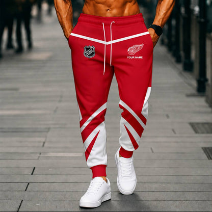 LIMITED EDITION - NEW CUSTOMIZED NHL22 DRW DETROIT RED WINGS UNISEX LONG PANTS