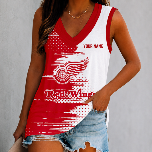 LIMITED EDITION - NEW CUSTOMIZED NHL22 DRW DETROIT RED WINGS WOMEN'S V-NECK TANK TOP
