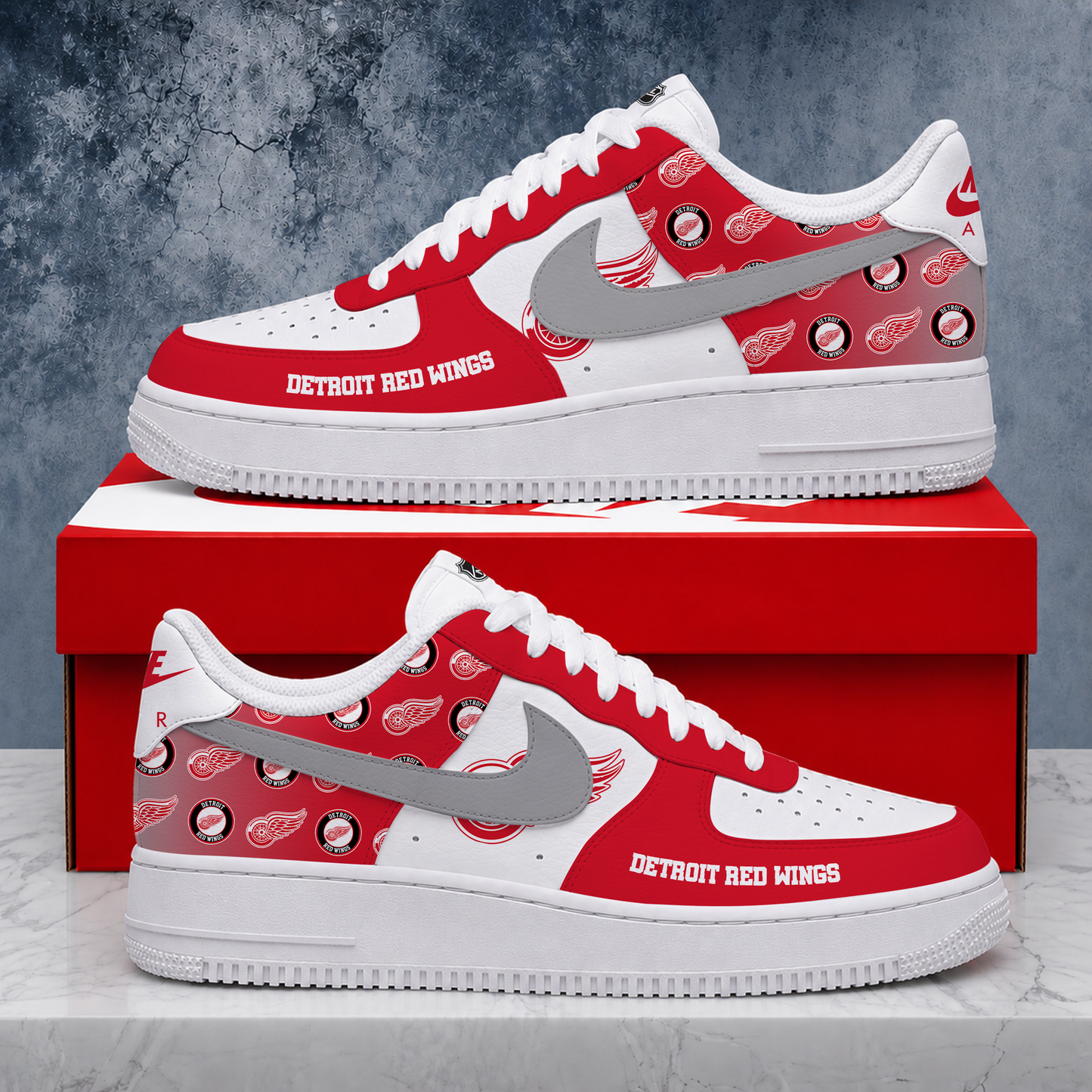 LIMITED EDITION - NEW CUSTOMIZED NHL22 DRW DETROIT RED WINGS AF1 SHOES