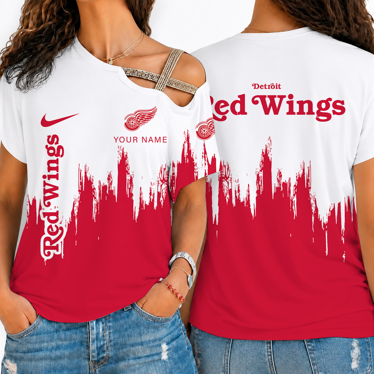 [SUPER SALE] NEW CUSTOMIZED NHL22 DRW DETROIT KHAKI WINGS SHOULDER SHIRT