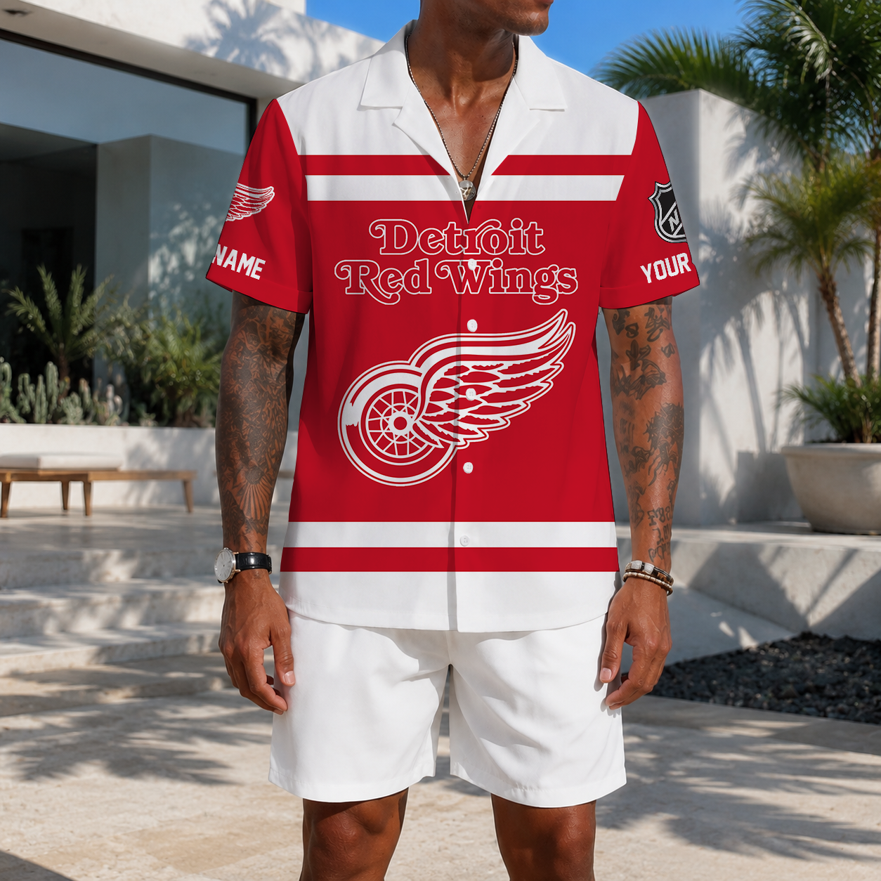 LIMITED EDITION - NEW CUSTOMIZED NHL22 DRW DETROIT RED WINGS UNISEX HAWAIIAN SHIRT