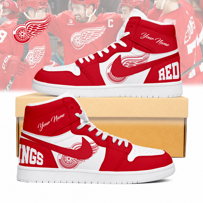 LIMITED EDITION - NEW CUSTOMIZED NHL22 DRW DETROIT RED WINGS AIR JORDAN SNEAKERS