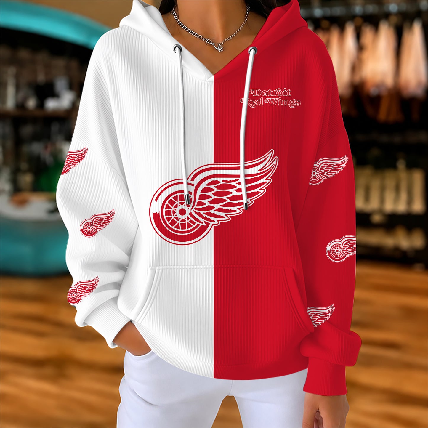 [SUPER SALE] NEW CUSTOMIZED NHL22 DRW DETROIT RED WINGS RIBBED HOODIE & SWEATSHIRT