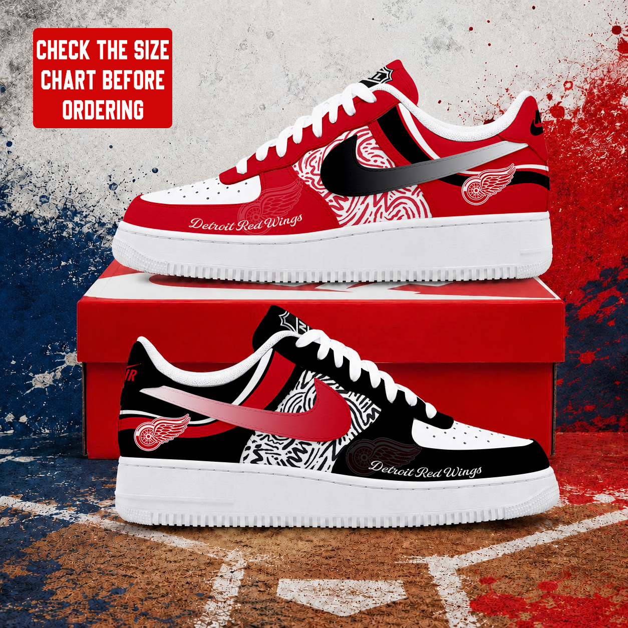 LIMITED EDITION - NEW CUSTOMIZED NHL22 DRW DETROIT RED WINGS AF1 SHOES