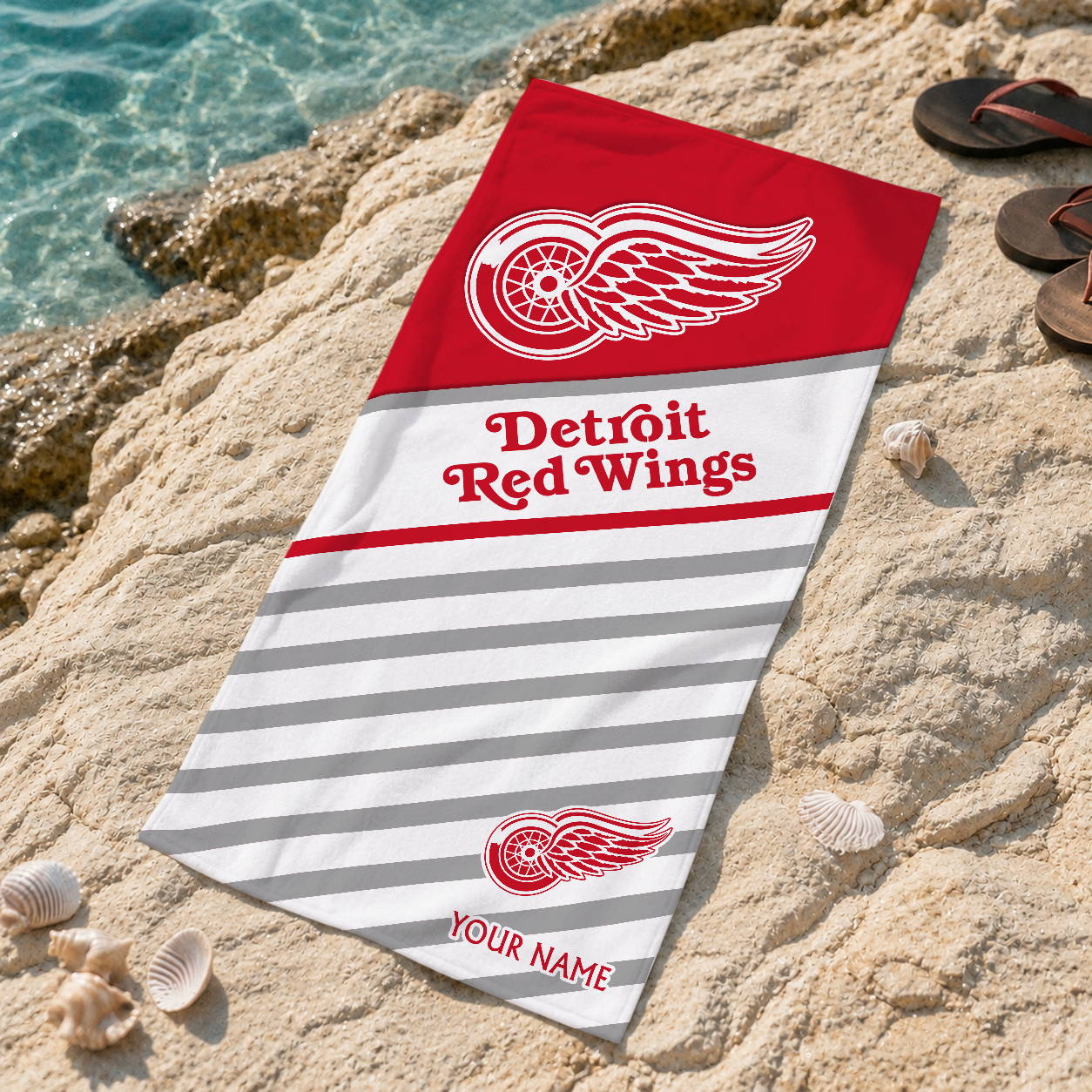 LIMITED EDITION - NEW CUSTOMIZED NHL22 DRW DETROIT RED WINGS BEACH TOWEL