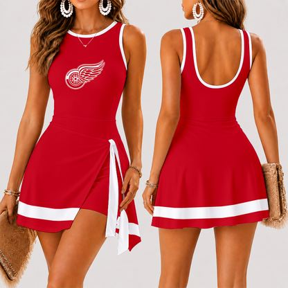 [SUPER SALE] NEW CUSTOMIZED NHL22 DRW DETROIT RED WINGS WOMEN'S SUMMER SKORT DRESS