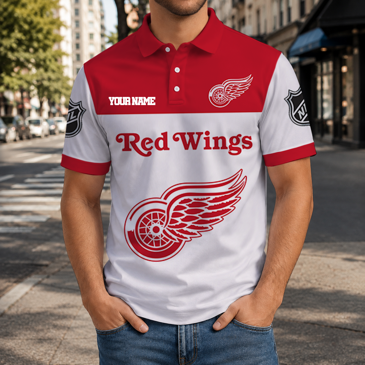 EXCLUSIVE EDITION - NEW CUSTOMIZED NHL22 DRW DETROIT RED WINGS T-SHIRT, POLO SHIRT, ZIP POLO SHIRT, SWEATSHIRT, HOODIE & ZIP HOODIE