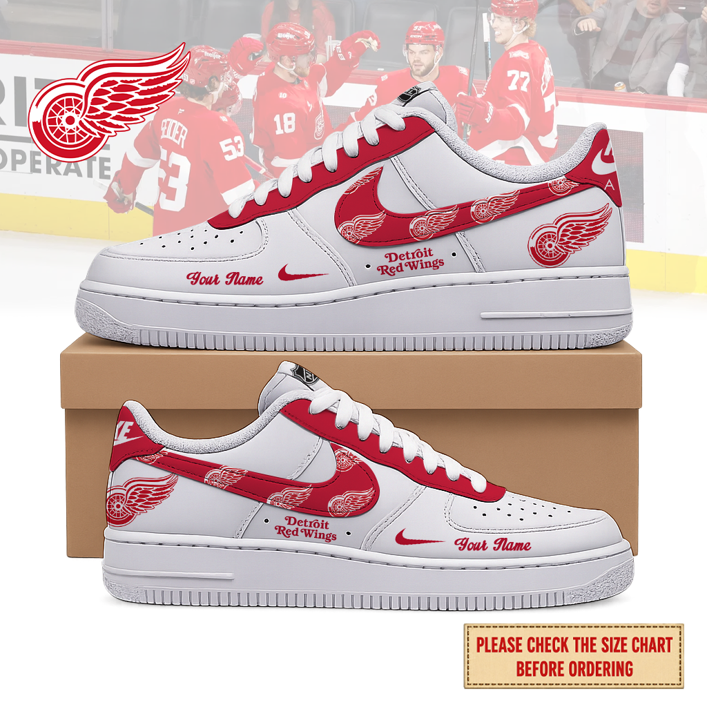 EXCLUSIVE EDITION - NEW CUSTOMIZED NHL22 DRW DETROIT RED WINGS AF1 SHOES