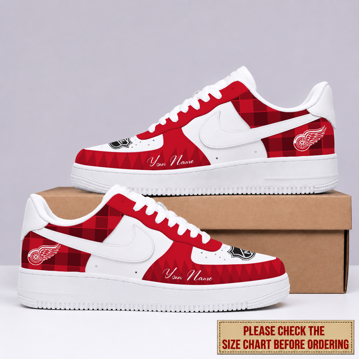 LIMITED EDITION - NEW CUSTOMIZED NHL22 DRW DETROIT RED WINGS AF1 SHOES