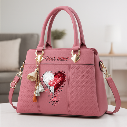 LIMITED EDITION - NEW CUSTOMIZED NHL22 DRW DETROIT RED WINGS ZIP HANDBAG MULTICOLOR