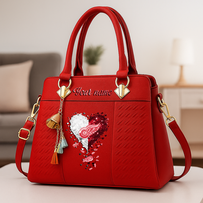 LIMITED EDITION - NEW CUSTOMIZED NHL22 DRW DETROIT RED WINGS ZIP HANDBAG MULTICOLOR