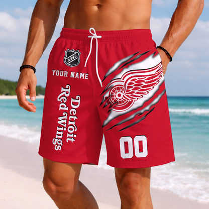 LIMITED EDITION - NEW CUSTOMIZED NHL22 DRW DETROIT RED WINGS SHORT PANTS