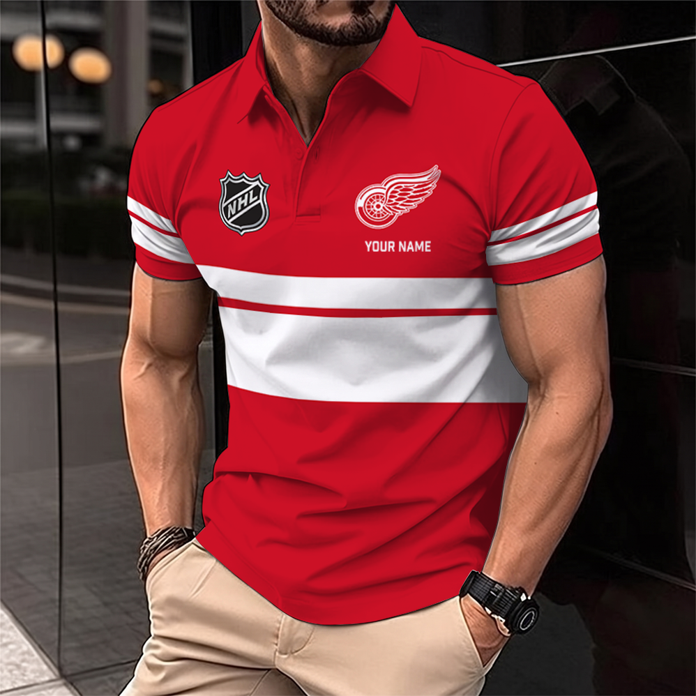 [SUPER SALE] NEW CUSTOMIZED NHL22 DRW DETROIT RED WINGS POLO SHIRT