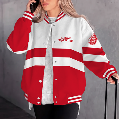 [SUPER SALE] NEW CUSTOMIZED NHL22 DRW DETROIT RED WINGS SATIN VARSITY JACKET & BASEBALL JACKET