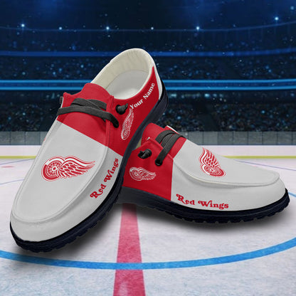 LIMITED EDITION - NEW CUSTOMIZED NHL22 DRW DETROIT RED WINGS PREMIUM LOAFER SHOES