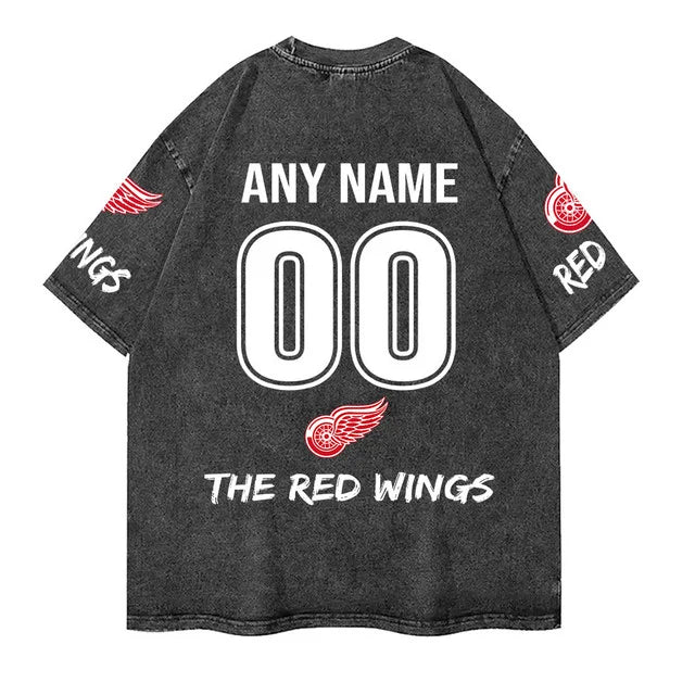 [SUPER SALE] NEW CUSTOMIZED NHL22 DRW DETROIT RED WINGS MULTICOLOR WASHED TEE