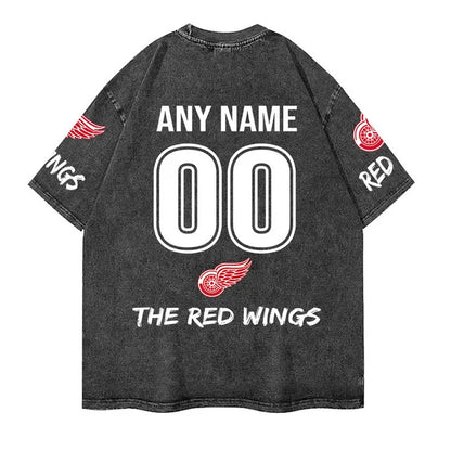 [SUPER SALE] NEW CUSTOMIZED NHL22 DRW DETROIT RED WINGS MULTICOLOR WASHED TEE