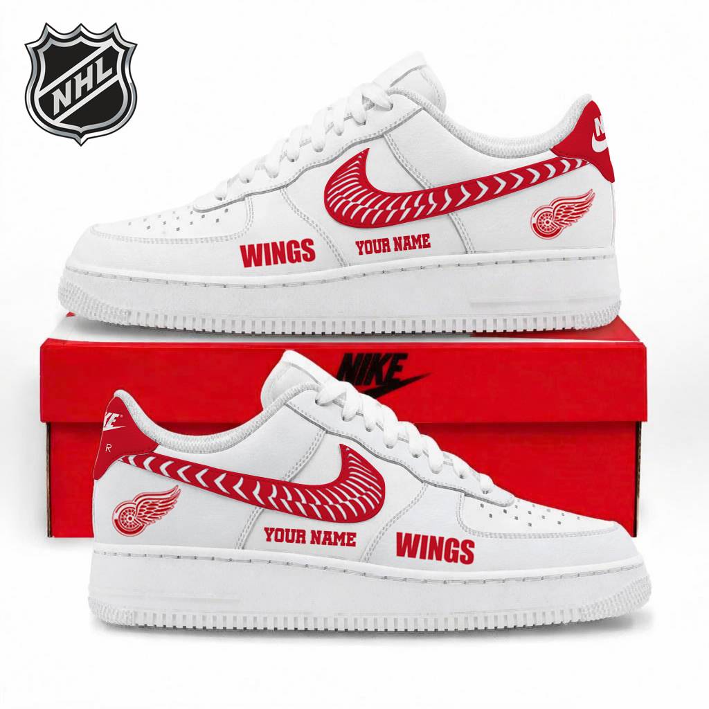 LIMITED EDITION - NEW CUSTOMIZED NHL22 DRW DETROIT RED WINGS AF1 SNEAKERS