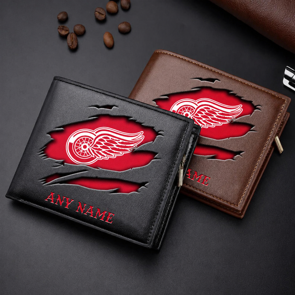 LIMITED EDITION - NEW CUSTOMIZED NHL22 DRW DETROIT RED WINGS LEATHER WALLET