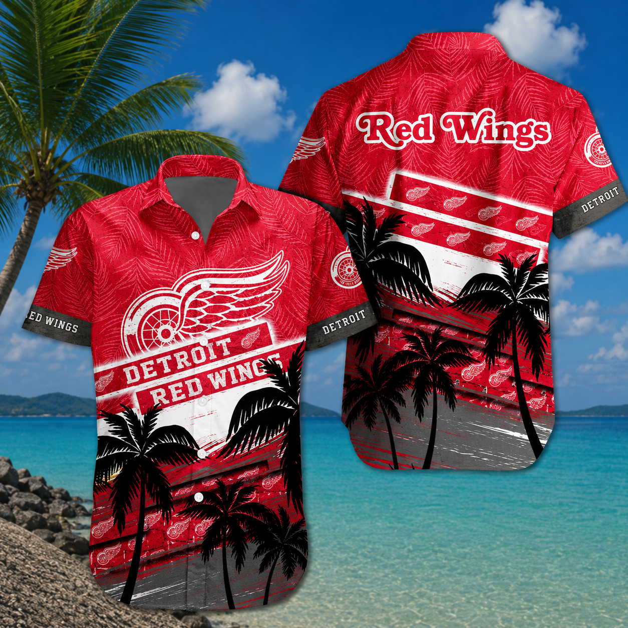 LIMITED EDITION - NEW CUSTOMIZED NHL22 DRW DETROIT RED WINGS UNISEX HAWAIIAN SHIRT