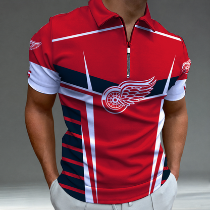 LIMITED EDITION - NEW CUSTOMIZED NHL22 DRW DETROIT KHAKI WINGS POLO SHIRT