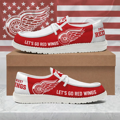 LIMITED EDITION - NEW CUSTOMIZED NHL22 DRW DETROIT RED WINGS LOAFER SHOES