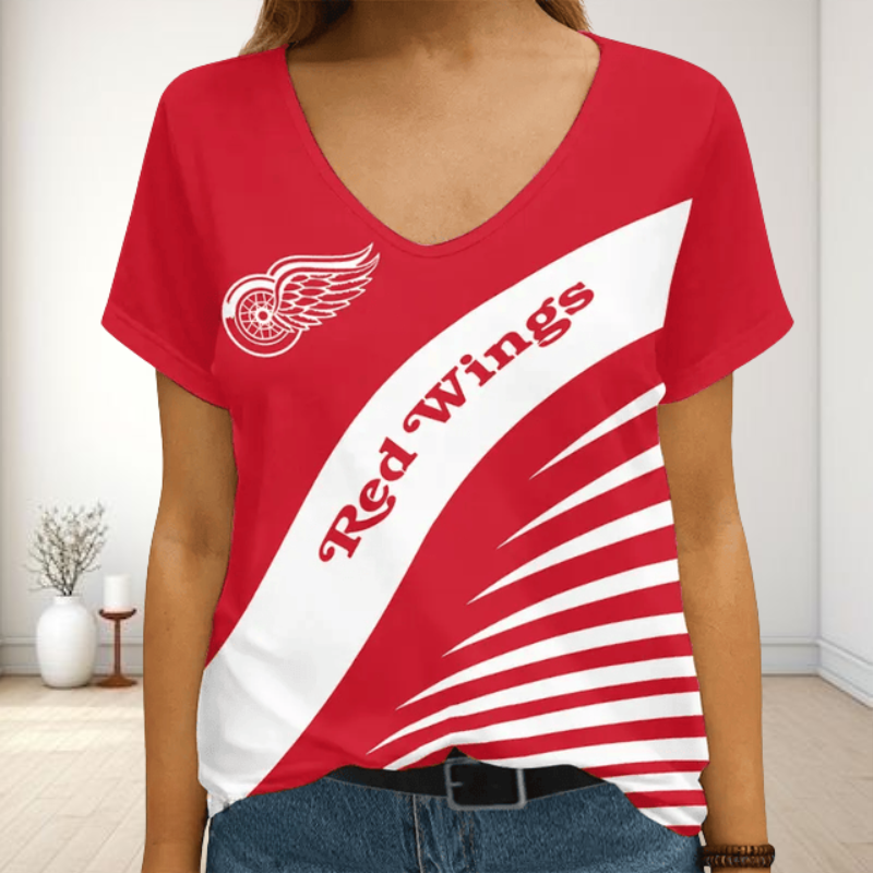 LIMITED EDITION - NEW CUSTOMIZED NHL22 DRW DETROIT RED WINGS V-NECK FEMALE SHIRT