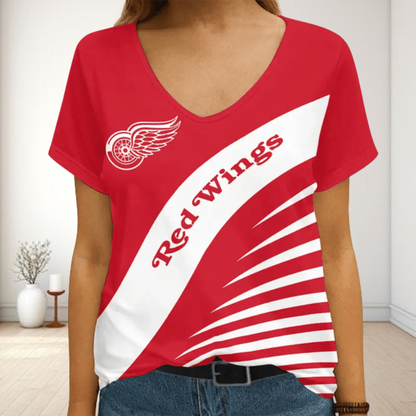 LIMITED EDITION - NEW CUSTOMIZED NHL22 DRW DETROIT RED WINGS V-NECK FEMALE SHIRT