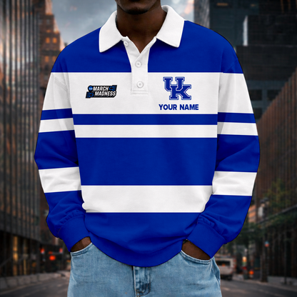 LIMITED EDITION - NEW CUSTOMIZED NCAA MAM22 KEW KENTUCKY WILDCATS UNISEX LONG SLEEVE POLO