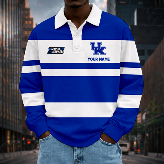 LIMITED EDITION - NEW CUSTOMIZED NCAA MAM22 KEW KENTUCKY WILDCATS UNISEX LONG SLEEVE POLO