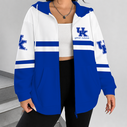 [FAN FAVORITE] NEW CUSTOMIZED NCAA MAM22 KEW KENTUCKY WILDCATS STRAPPY ZIP HOODIE