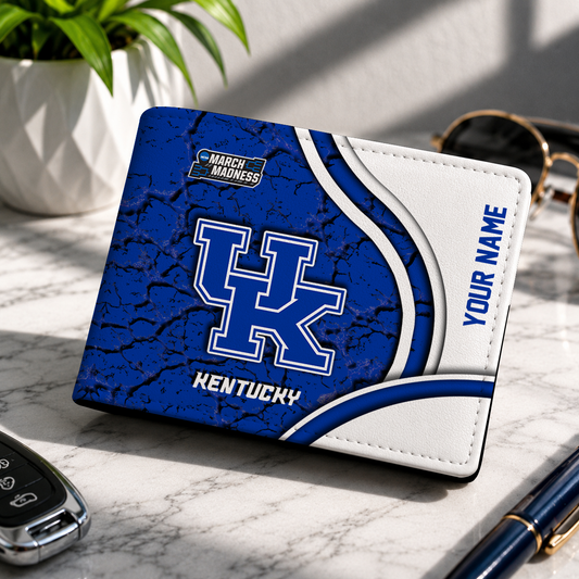 FINAL CLEARANCE - NEW CUSTOMIZED NCAA MAM22 KEW KENTUCKY WILDCATS LEATHER WALLET