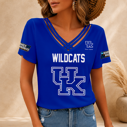 [FAN FAVORITE] NEW CUSTOMIZED NCAA MAM22 KEW KENTUCKY WILDCATS V-NECK SHIRT