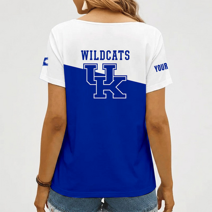 [FAN FAVORITE] NEW CUSTOMIZED NCAA MAM22 KEW KENTUCKY WILDCATS STRAPPY V-NECK FEMALE SHIRT