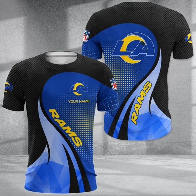LIMITED EDITION - NEW CUSTOMIZED NFL22 LAR LOS ANGELES RAMS POLO, T-SHIRT & SHORT PANTS SET