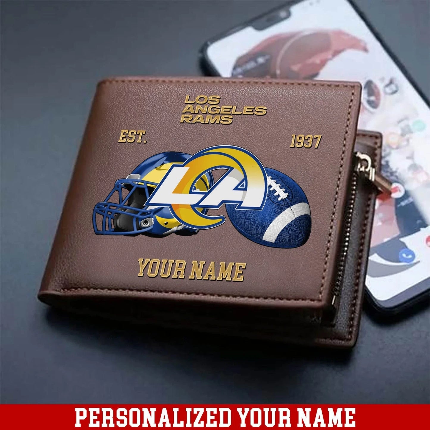 LIMITED EDITION - NEW CUSTOMIZED NFL22 LAR LOS ANGELES RAMS LEATHER WALLET