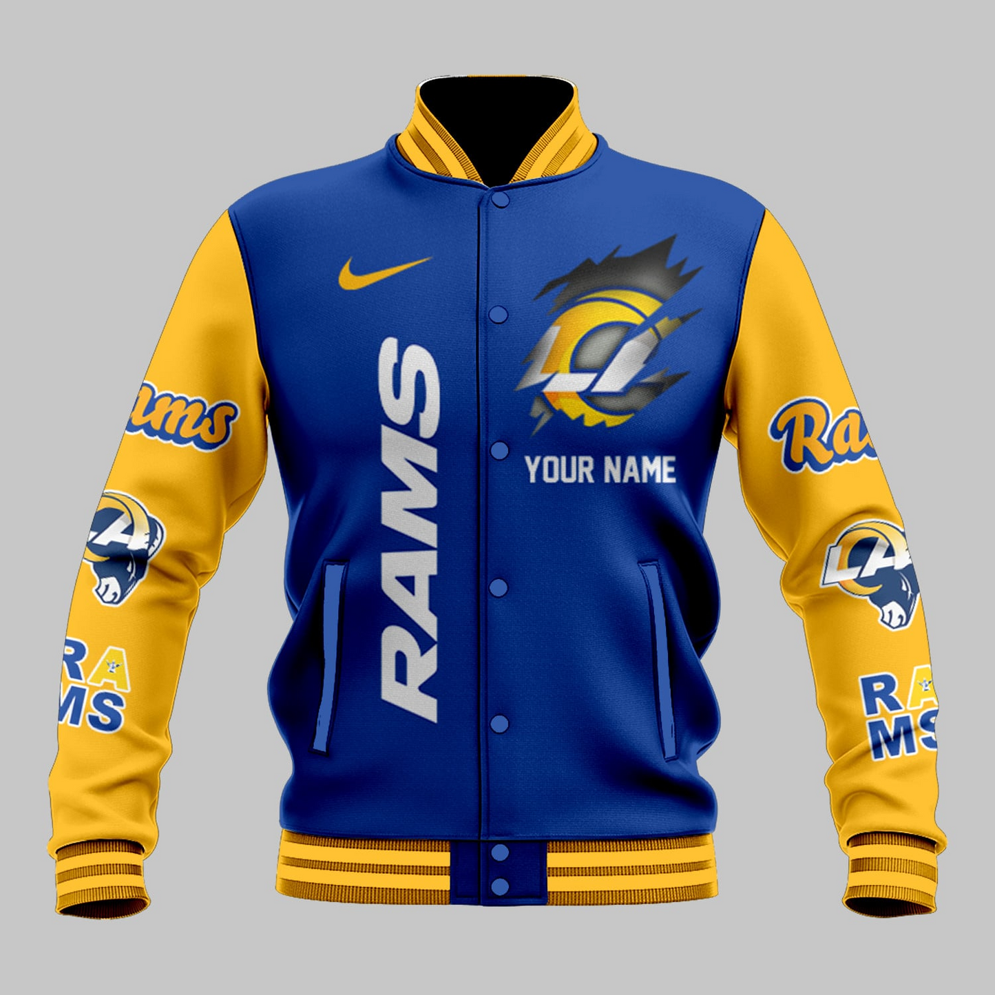 LIMITED EDITION - NEW CUSTOMIZED NFL22 LAR LOS ANGELES RAMS BASEBALL JACKET