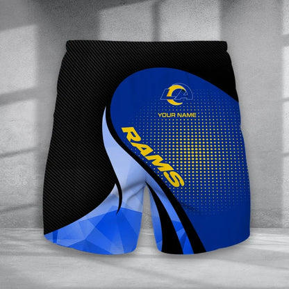 LIMITED EDITION - NEW CUSTOMIZED NFL22 LAR LOS ANGELES RAMS POLO, T-SHIRT & SHORT PANTS SET